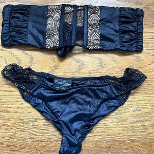 Beach Bunny Black Lace Bandeau Bikini Set